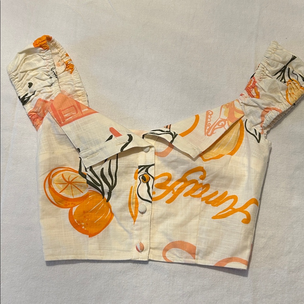 NWT Sabo Skirt Fruit Print Crop Top